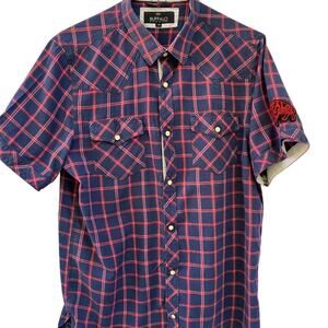 Western BUFFALO BY David Bitton Short sleeve pearl snap western shirt L